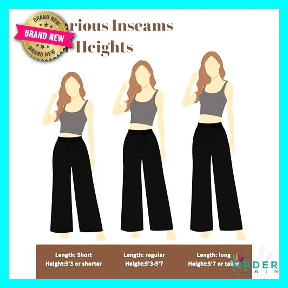 Flowy Wide Leg Palazzo Pants Loose Fit Drawstring Waist with Pockets